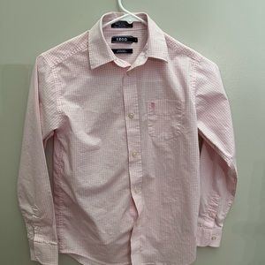 Pink and white gingham boys dress shirt. Size 12